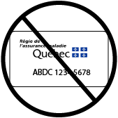 Carte d'assurance maladie avec un signe d'interdit noir