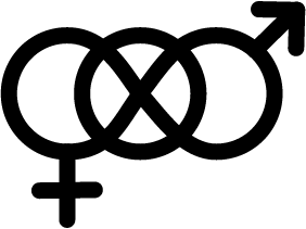 Symboles de mars et de vénus formant un symbole infini au centre d'un cercle