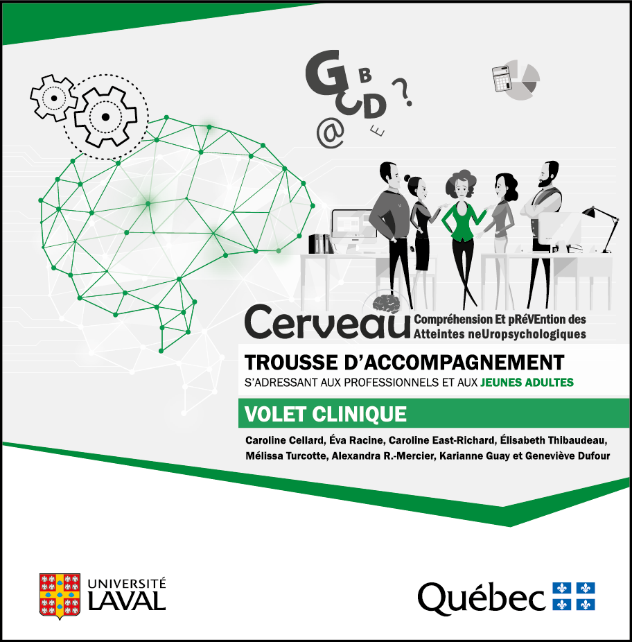 "Vignette décorative de la publication CERVEAU : trousse d'accompagnement s'adressant aux professionnels et aux jeunes adultes - Volet clinique"